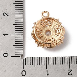 真鍮マイクロパヴェクリアキュービックジルコニアペンダント  ニッケルフリー  ガラスと  花  ゴールドカラー  17x15x6mm  穴：1.4mm&nbsp;KK-C062-058G
