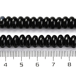 天然黒瑪瑙（染色・加熱）ビーズ連売り  ロンデル  8x4mm  穴：0.8mm  約95個/連  14.96''（38センチメートル）&nbsp;G-G177-F01-01
