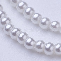 ガラスパールビーズ連売り  パールカラーの  ラウンド  ホワイト  サイズ：直径約3~4mm  穴：1mm  約220~230個/ STR&nbsp;X-HY-3D-B01