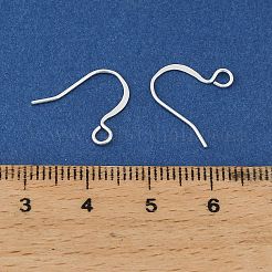 真鍮のピアスフック  鉛フリー＆カドミウムフリー＆ニッケルフリー  フラットイヤーワイヤー  銀  14mm  穴：2mm  ピン：1mm&nbsp;KK-H258-06G-S