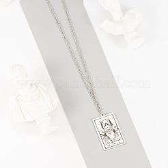 変色しない9個9スタイル201ステンレススチールペンダント  レーザー彫刻模様  タロットカードペンダント  ステンレス鋼色  40x24x1mm  穴：2mm  1個/スタイル&nbsp;STAS-LS0001-38
