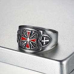 男性用304ステンレススチールエナメル指輪  クロス  ステンレス鋼色  usサイズ10（19.8mm）&nbsp;WGA2CE5-01