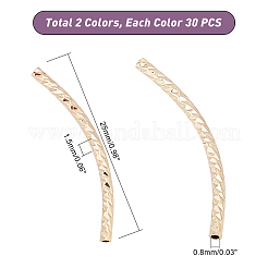 60個2色真鍮製チューブビーズ  長持ちメッキ  カーブビーズ  チューブ  ミックスカラー  25x1.5mm  穴：0.8mm  30個/カラー&nbsp;KK-PH0001-99