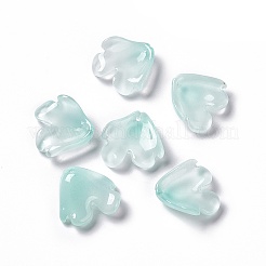 電気メッキガラスペンダント  花びらのチャーム  ターコイズ  20x19x4mm  穴：1.2mm&nbsp;EGLA-H102-02G