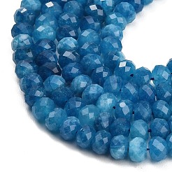 ファセットカットされた染色済みの天然白翡翠ビーズの連  ロンデル  スチールブルー  8x5.5~6mm  穴：1mm  約64~66個/連  14.76~15.16''（37.5~38.5センチメートル）&nbsp;GG-CBAE966-01A-S