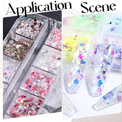 12グリッドペット＆アルミ＆ABS＆スチレンネイルアートデコレーション  ネイルアートの装飾の付属品  ナゲット  ミックスカラー  1~4x1~4x0.1mm&nbsp;MRMJ-SP0001-31
