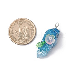 Electroplated Raw Natural Quartz Crystal Teardrop Copper Wire Wrapped Pendants&nbsp;PALLOY-JF03842-02