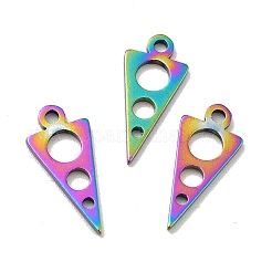 イオンプレーティング（IP）201ステンレスペンダント  丸みを帯びた三角形  虹色  13x6x1mm  穴：1.2mm&nbsp;STAS-A066-17M