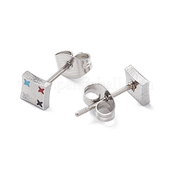 3 Pairs 3 Style Enamel Rhombus with Star Dangle Hoop Earrings&nbsp;EJEW-B020-10P