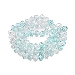 透明ガラスビーズ連売り  ファセット（32ファセット）  ロンデル  淡いターコイズ  4x3.5mm  穴：0.8mm  約105~110個/連  38~39cm&nbsp;X-GLAA-T023-4mm-A01