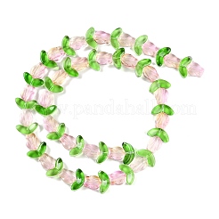 クリアガラスビーズ連売り  花  ミスティローズ  10x8x4mm  穴：0.8mm  約27個/連  16.5''（42センチメートル）&nbsp;GLAA-K070-02B