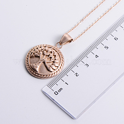 Stainless Steel Circular Tree of Life Pendant Necklaces&nbsp;BH2747