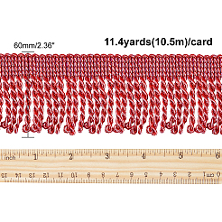 ポリエステルシルクタッセルリボン  カード付き  暗赤色  2-3/8インチ（60mm）  11.4ヤード（10.5m）/カード&nbsp;OCOR-WH0063-56D