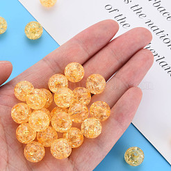 クリアクラックアクリルビーズ  ラウンド  オレンジ  12x11mm  穴：2mm  約566個/500g&nbsp;MACR-S373-66A-N13
