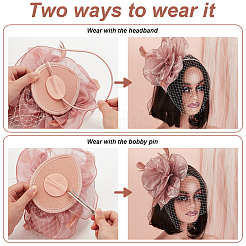 Feather Flower Mesh Veil Headband&nbsp;MRMJ-WH0077-121