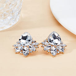 ラインストーンティアドロップスタッドピアス2組  女性用ライトゴールド合金ジュエリー  クリスタル  25x20mm  ピン：0.6mm&nbsp;EJEW-LP0001-22B