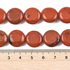 天然石レッドジャスパービーズ連売り  フラットラウンド  15~15.5x6mm  穴：0.8~1mm  約26個/連  15.55~15.71インチ（39.5~39.9cm）&nbsp;G-L648-B04-15mm