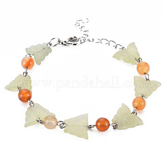 Butterfly Natural New Jade Beaded Bracelets for Girl Women&nbsp;BJEW-S145-002B