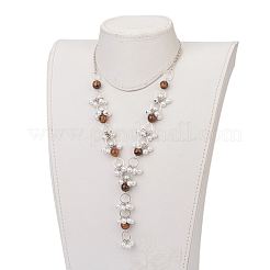 Natural Tiger Eye Beaded Necklaces&nbsp;NJEW-JN01888-02