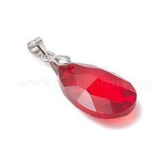 ティアドロップガラスペンダント  多面カット  ミックスカラー  28.5x13x7mm  穴：4x3.5mm&nbsp;PALLOY-JF03741