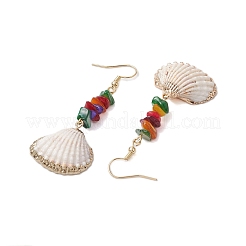 Dyed Shell & Electroplated Conch Shell Dangle Earrings&nbsp;EJEW-JE06061