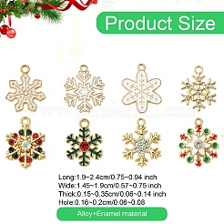 16個 8スタイル合金エナメルとラインストーンペンダント  クリスマス  スノーフレーク  ミックスカラー  19.5~22x14.5~16.5x1.5~3.5mm  穴：1.6~2mm  2個/スタイル&nbsp;FIND-YW0005-88