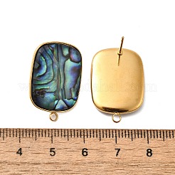 304 Stainless Steel Pave Natural Paua Shell Stud Earring Findings&nbsp;STAS-Z125-08G