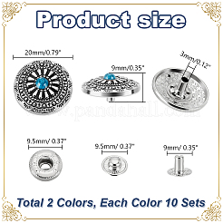 20 Sets 2 Colors Brass Snap Button&nbsp;FIND-GA0003-65