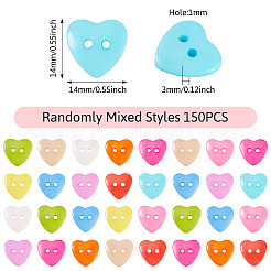 150Pcs Acrylic Heart Buttons&nbsp;BUTT-TA0001-38