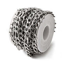 304ステンレススチールフィガロチェーン  スプールで  溶接されていない  ステンレス鋼色  10.5x10.5x2.5mm&nbsp;CHS-V001-03P