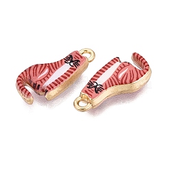 プリント合金ペンダント  ラックめっき  猫の形のチャーム  カドミウムフリー＆ニッケルフリー＆鉛フリー  ゴールドカラー  ファイヤーブリック  21x10x3.5mm  穴：1.8mm&nbsp;PALLOY-SZC0008-03C