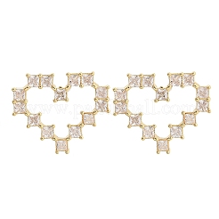Heart Rack Plating Brass with Clear Cubic Zirconia Stud Earrings for Women&nbsp;EJEW-G409-04G