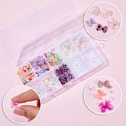 DIYネイルアートデコレーションキット  ABSプラスチック模造真珠カボションを含む  オペーク樹脂カボション  蝶結びと半円形  ミックスカラー  3~10x3~11x1.5~3.5mm  480個/セット&nbsp;DIY-SP0005-07