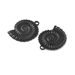 イオンプレーティング（IP）304ステンレスペンダント  スパイラルシェルチャーム  ブラック  30x21.5x2.6mm  穴：3mm&nbsp;STAS-D197-08B