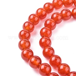 天然石カーネリアンビーズ連売り  グレードA  染め  ラウンド  8mm  穴：1mm  24個/連  8インチ&nbsp;G-C076-8mm-2A