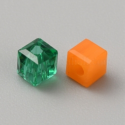 模造人工クリスタルガラスビーズ  多面カットキューブ  混合スタイル  カラフル  3x3x3mm  穴：0.9mm  約100個/袋&nbsp;FIND-SZC0015-01A-10