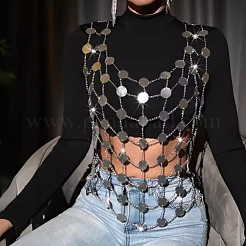 Sparkle Acrylic Disc Sequin Mesh Vest Body Chains&nbsp;FS-WG277F6-01