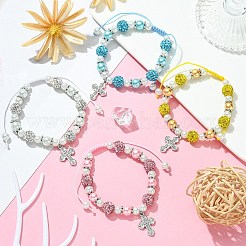 Cross Alloy Rhinestone Pendant Bracelet for Women&nbsp;BJEW-JB09485