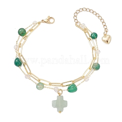 Natural Green Agate Beads Multi-layered Bracelets&nbsp;BJEW-JB12217-01