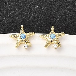 Starfish Brass Micro Pave Cubic Zirconia Stud Earrings&nbsp;EJEW-Z153-02G