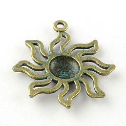 日亜鉛合金ペンダント  カドミウムフリー＆鉛フリー  アンティークブロンズ＆グリーングリーン  34.5x31x3mm  穴：2mm&nbsp;X-PALLOY-R065-173-LF
