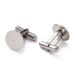 変色しない304ステンレススチール製のカフスボタン  アパレルアクセサリのカフスボタンパーツ  ステンレス鋼色  17x17x14mm  トレイ：14mm&nbsp;STAS-H124-10P