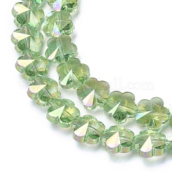 電気メッキガラスビーズセット  多面カット  花  ABカラーメッキ  薄緑  9.5~10x6~6.5mm  穴：1mm  約25個/連  9.25インチ（23.5cm）&nbsp;EGLA-J148-A-AB06