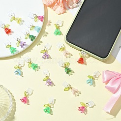 50 個のプラスチックモバイル防塵プラグ  アクリルフラワーペンダント付き  ミックスカラー  26mm  50個/セット&nbsp;HJEW-CJ00076