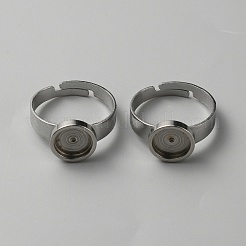 304ステンレススチール製調節可能なベゼルカップリングセッティング  フラットラウンド  ステンレス鋼色  内径：17.2mm  トレイ：8mm&nbsp;FIND-WH0110-500B