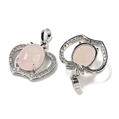 Natural Rose Quartz with Clear Cubic Zirconia Pendants&nbsp;G-G133-03P-27
