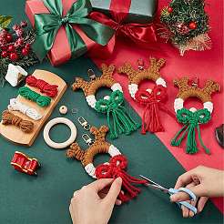 クリスマスをテーマにした手作りの綿織りクリスマストナカイキーホルダー作りキット  ミックスカラー  10~65x3~13x1~10 M  穴：3~44mm&nbsp;DIY-SC0028-11