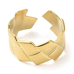 304ステンレススチール製菱形オープンカフリング、女性用  14KGP本金メッキ  内径：17mm&nbsp;RJEW-I098-24G