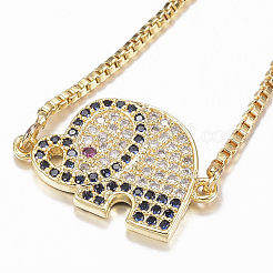 Adjustable Brass Micro Pave Cubic Zirconia Slider Bracelets&nbsp;BJEW-E317-39A-G