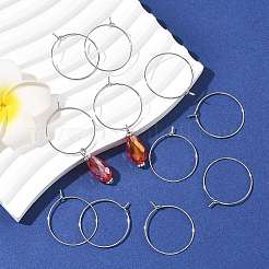 シェグレイス 真鍮製フープピアス金具  ワイングラスチャームリング  カドミウムフリー＆ニッケルフリー＆鉛フリー  プラチナメッキ  29x25x0.8~3.5mm&nbsp;XGRPCH918-218P